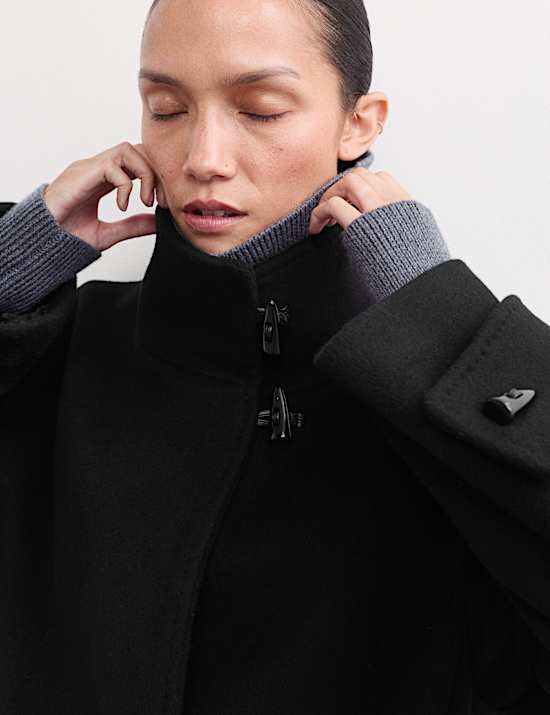 Caban 100 % laine à col cheminée