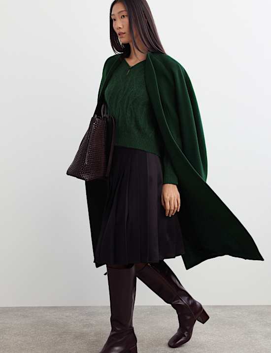 Pure Wool Longline Single Breasted Coat