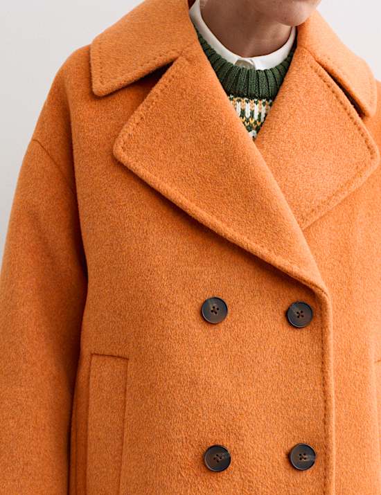 Pure Wool Relaxed Double Breasted Short Cocoon Coat