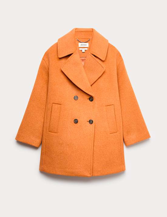 Pure Wool Relaxed Double Breasted Short Cocoon Coat