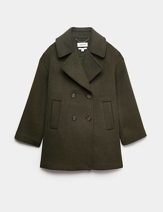 Pure Wool Relaxed Double Breasted Short Cocoon Coat