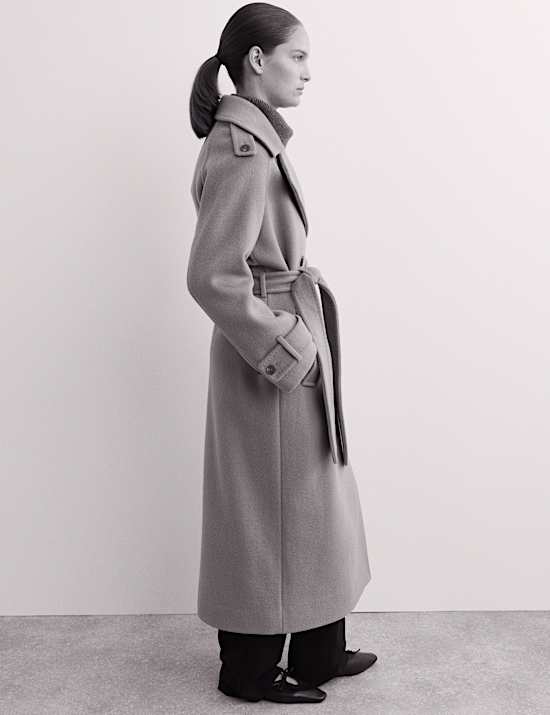 Manteau 100 % laine avec foulard amovible