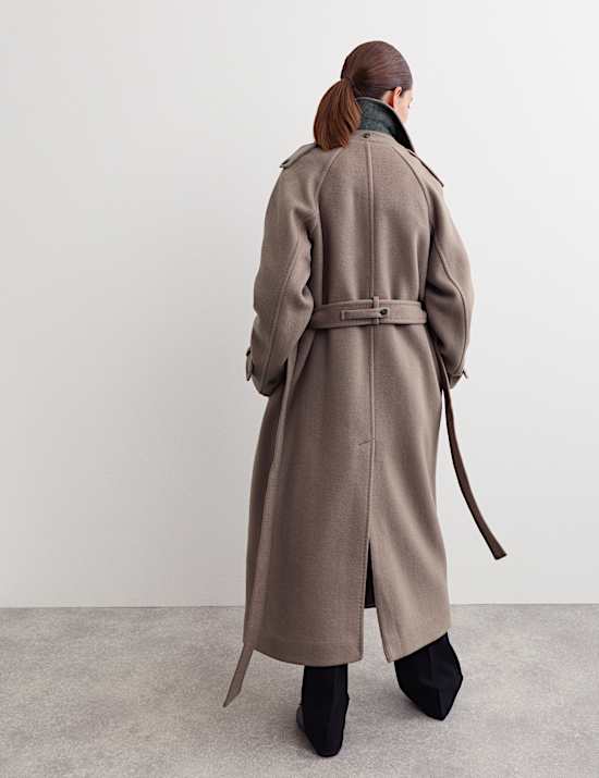 Manteau 100 % laine avec foulard amovible