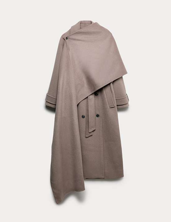 Manteau 100 % laine avec foulard amovible