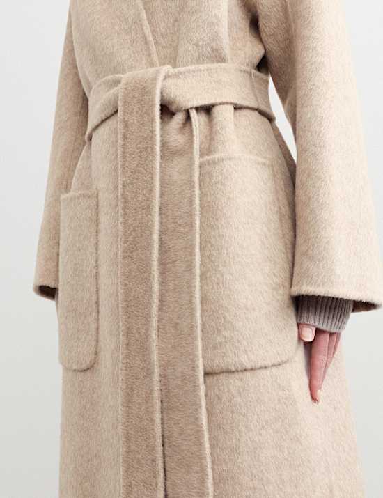 Wool With Cashmere Collarless Longline Coat