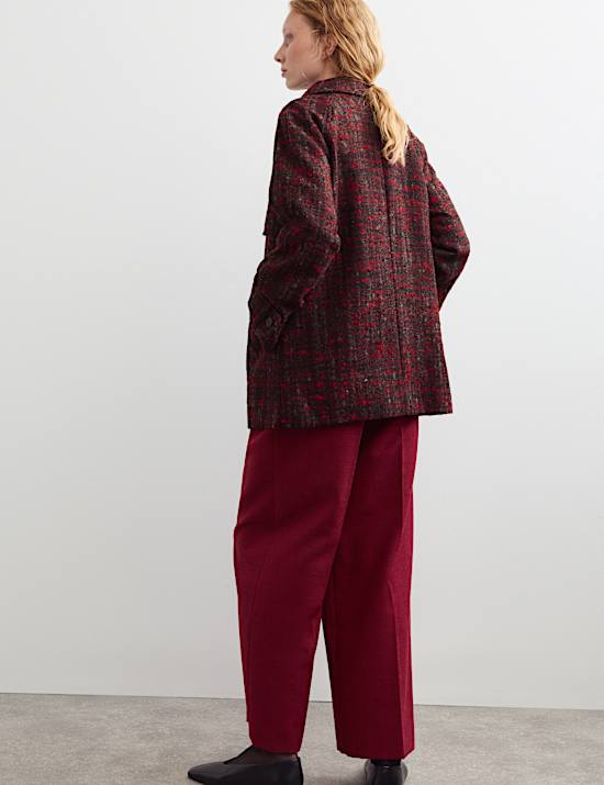 Manteau textur&eacute; coupe courte et ajust&eacute;e en laine