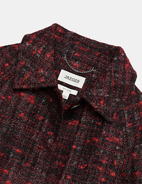 Manteau textur&eacute; coupe courte et ajust&eacute;e en laine