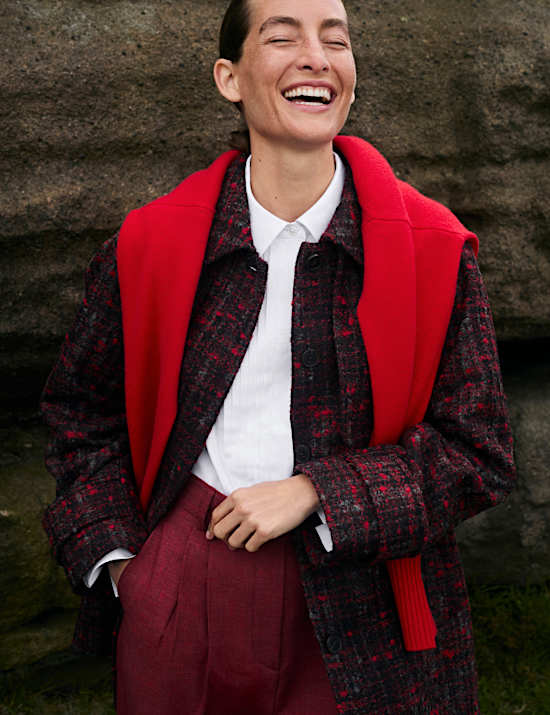 Italian Wool Rich Textured Short Tailored Coat