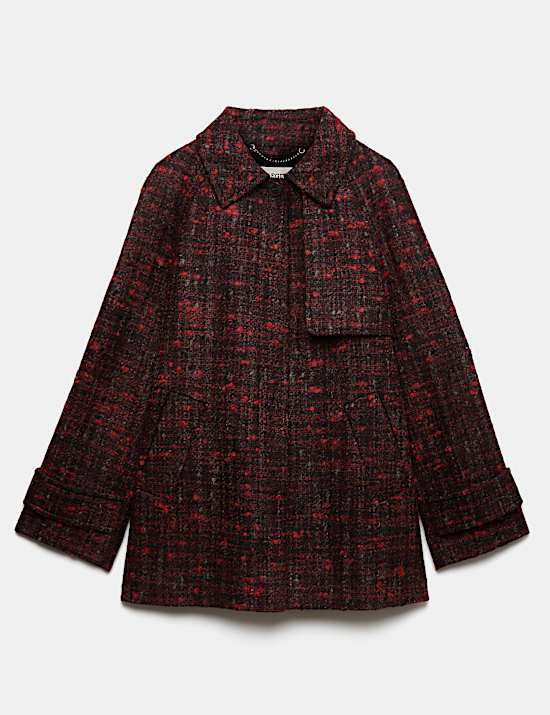 Manteau textur&eacute; coupe courte et ajust&eacute;e en laine