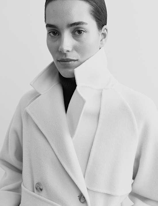 Pure Wool Belted Short Trench Coat