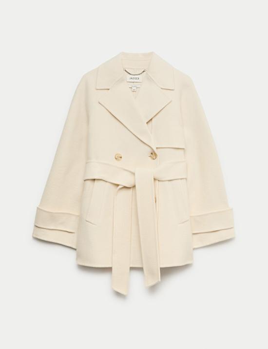 Pure Wool Belted Short Trench Coat