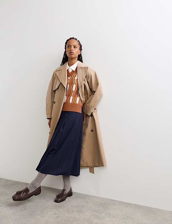 Cotton Rich Barrel Sleeve Trench Coat