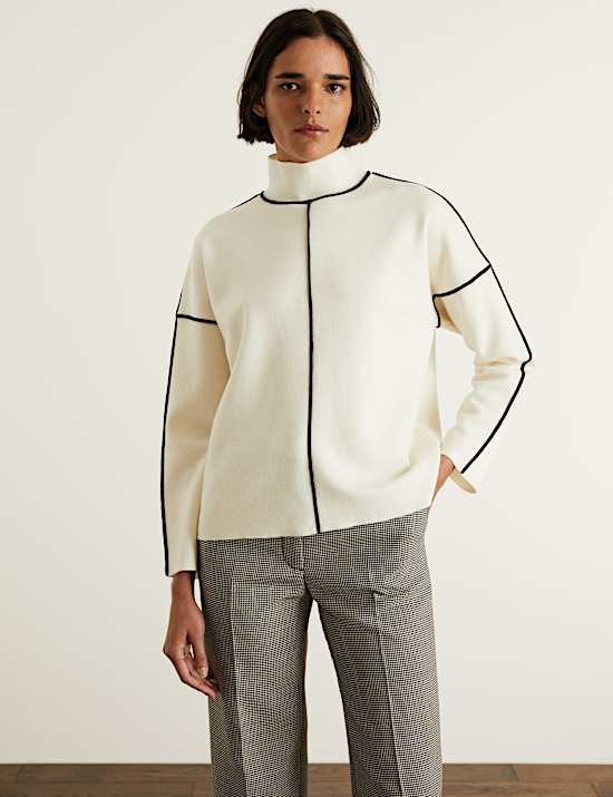 Merino Wool Rich Funnel Neck Jumper