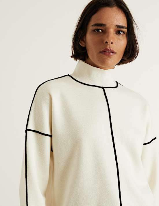 Merino Wool Rich Funnel Neck Jumper