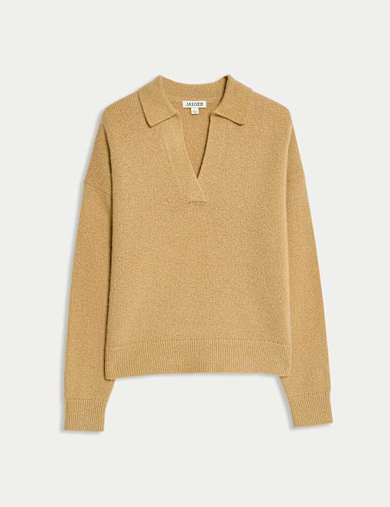 Trui van mohairmix met kraag en V-hals