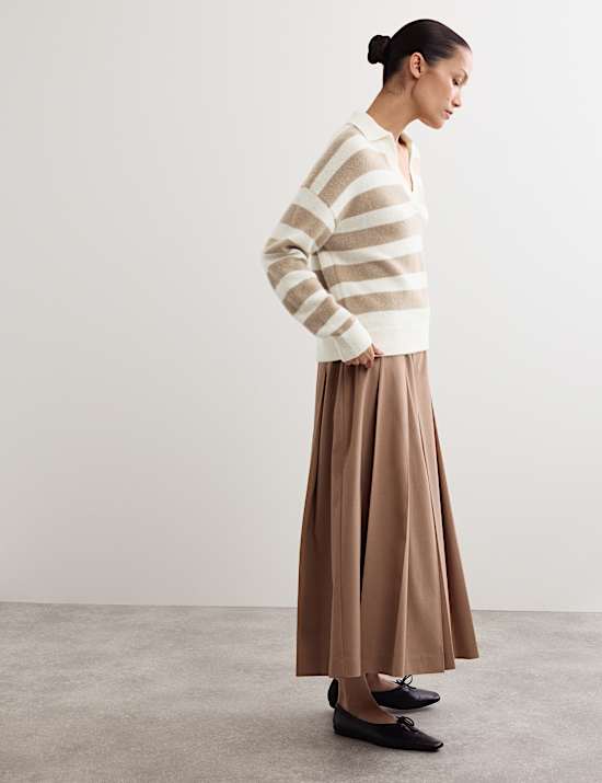 Gestreepte trui van mohairmix met kraag