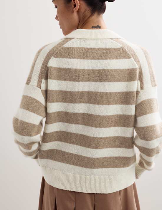 Gestreepte trui van mohairmix met kraag