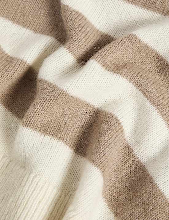 Gestreepte trui van mohairmix met kraag