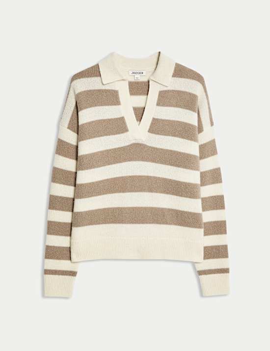 Gestreepte trui van mohairmix met kraag