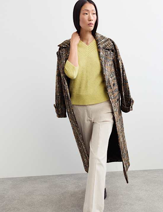 Mohair and Wool Blend V-Neck Textured Jumper