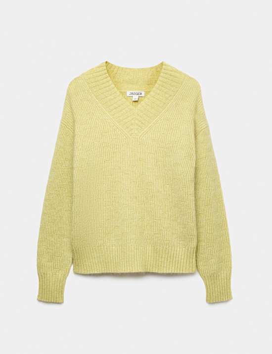 Mohair and Wool Blend V-Neck Textured Jumper