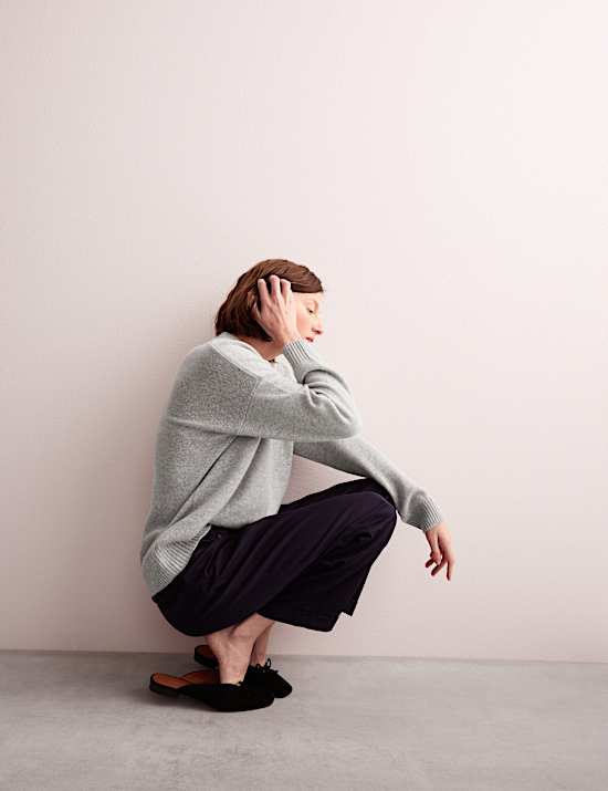 Pull coupe décontractée 100 % cachemire à col rond