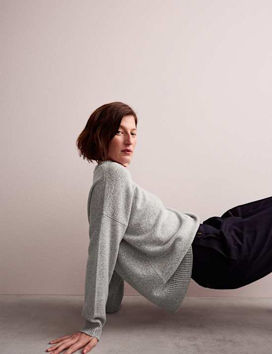 Pull coupe décontractée 100 % cachemire à col rond