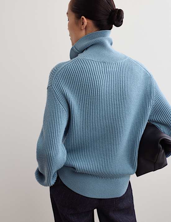 Jersey de cuello vuelto 100 % lana merina