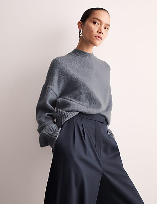 Mohair Blend Crew Neck Jumper with Wool