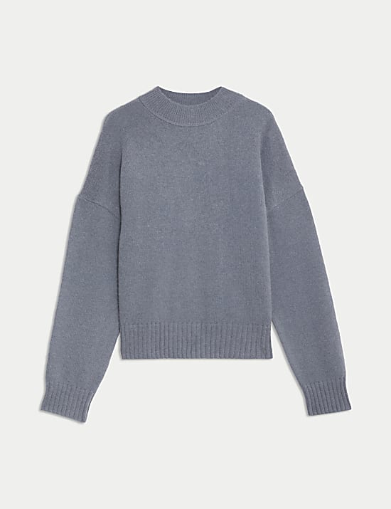 Mohair Blend Crew Neck Jumper with Wool