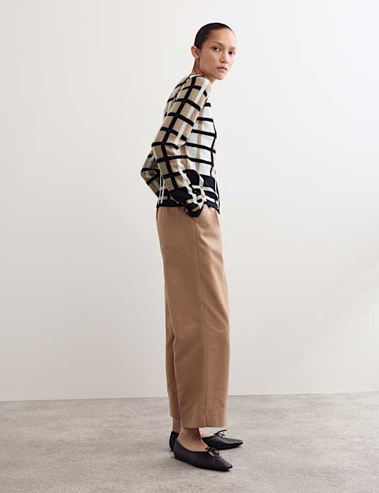 Karierter Jacquard-Cardigan aus reiner Merinowolle