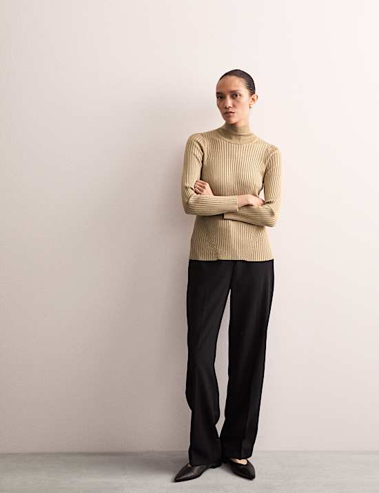 Ribbed Roll Neck Jumper