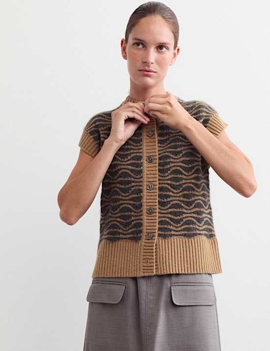 Wool Rich Knitted Vest with Alpaca