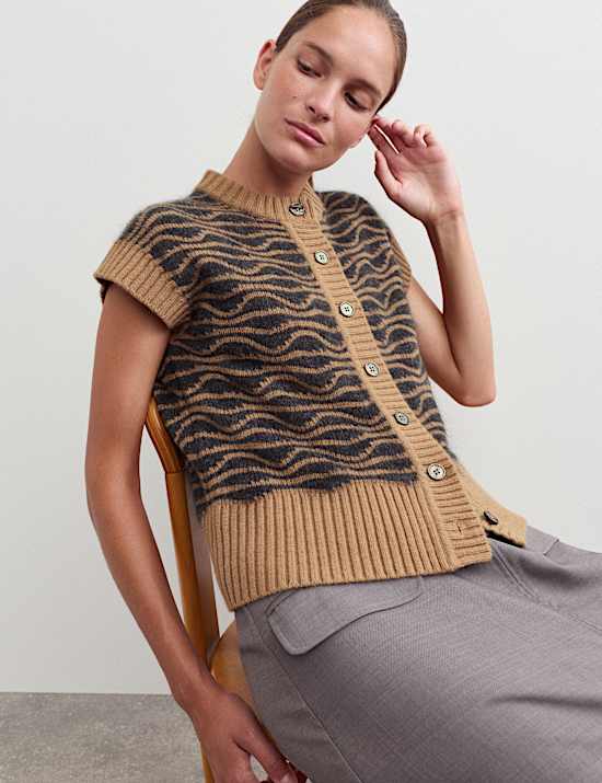 Wool Rich Knitted Vest with Alpaca