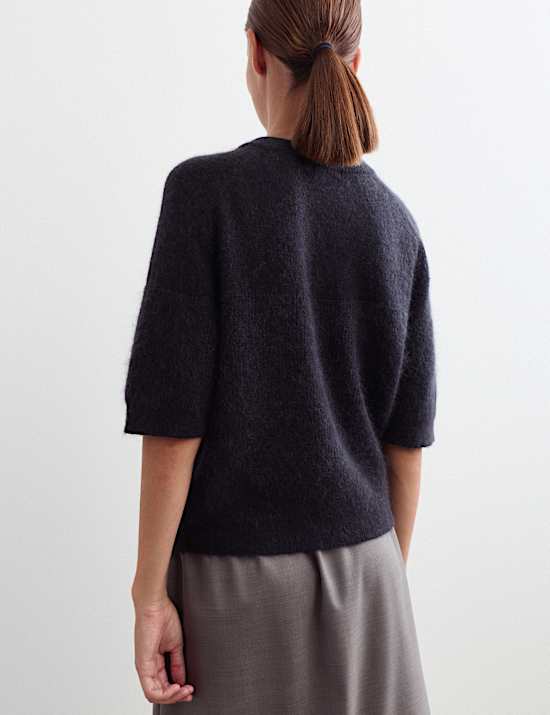 Pull en laine m&eacute;lang&eacute;e c&ocirc;tel&eacute;e &agrave; d&eacute;tail boutons