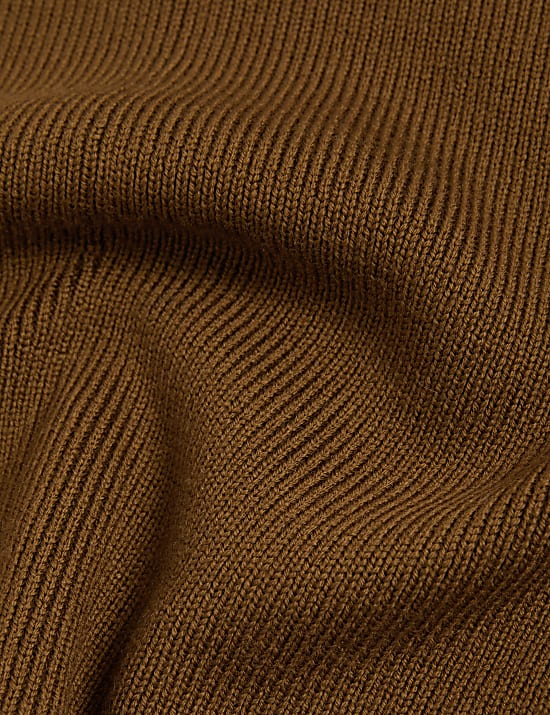 Pure Merino Wool Ribbed Funnel Neck Jumper