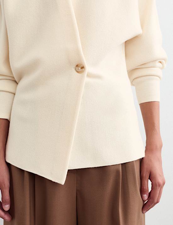 Cardigan crois&eacute; 100 % laine m&eacute;rinos