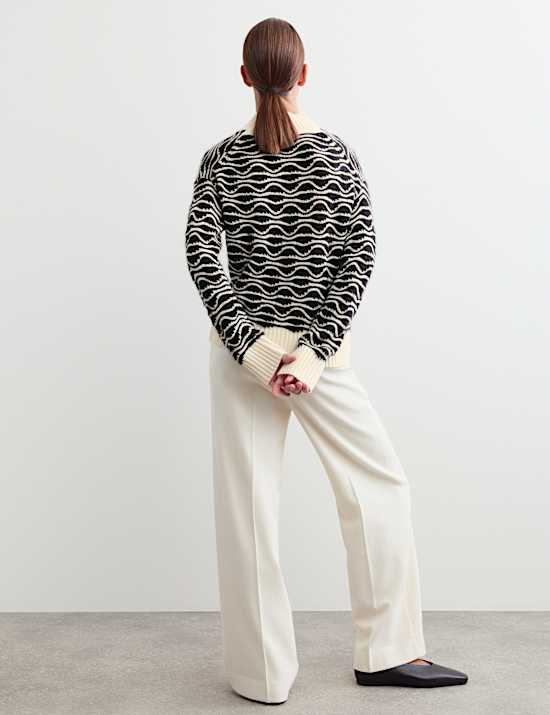 Wool Rich Textured V-Neck Jumper