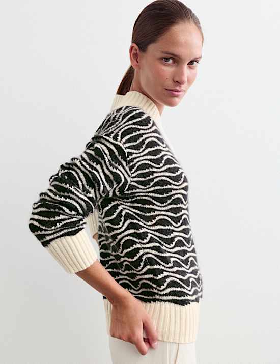 Wool Rich Textured V-Neck Jumper
