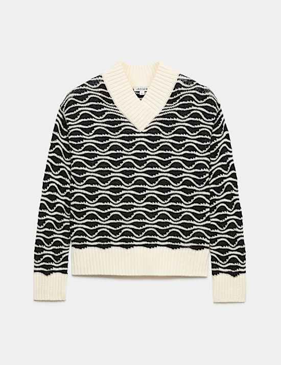 Wool Rich Textured V-Neck Jumper