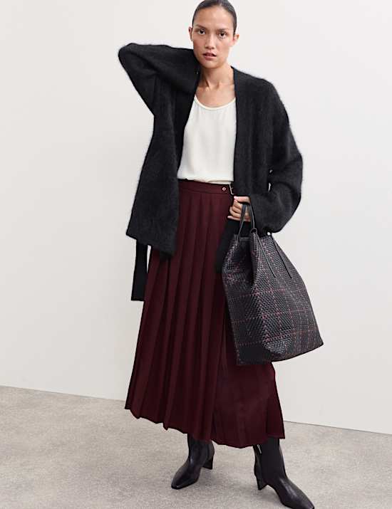 Cardigan croisé en cachemire peigné avec ceinture