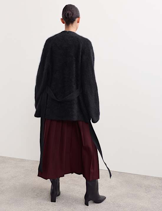 Cardigan croisé en cachemire peigné avec ceinture