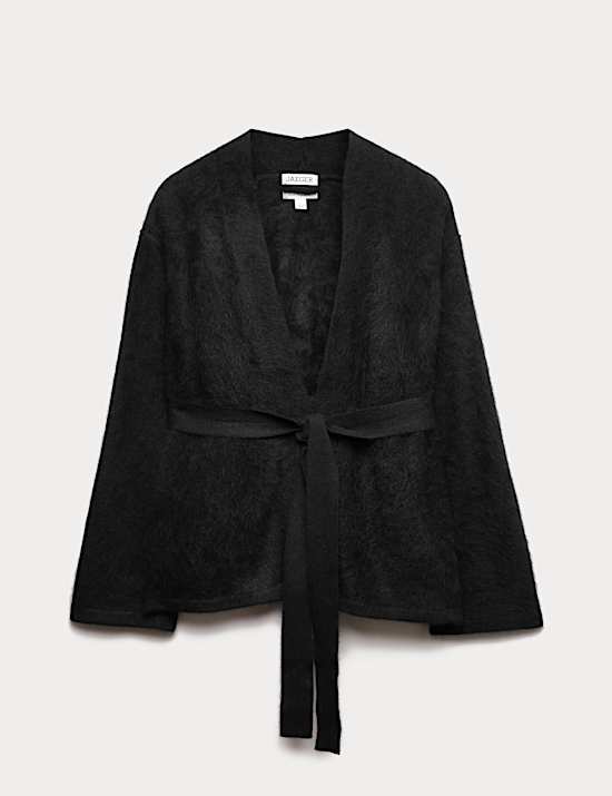 Cardigan croisé en cachemire peigné avec ceinture