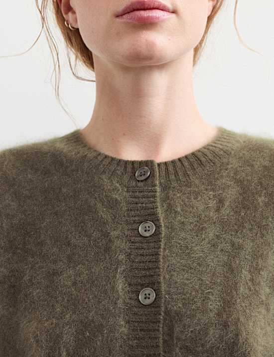 Pure Brushed Cashmere Button Front Cardigan