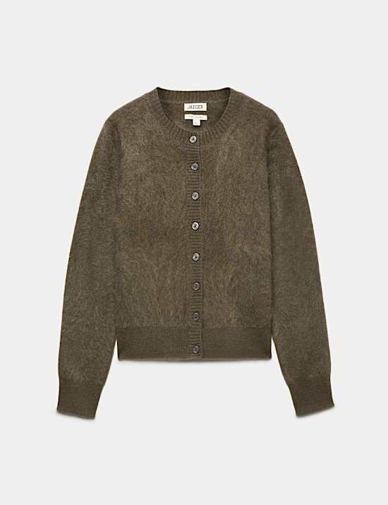 Pure Brushed Cashmere Button Front Cardigan