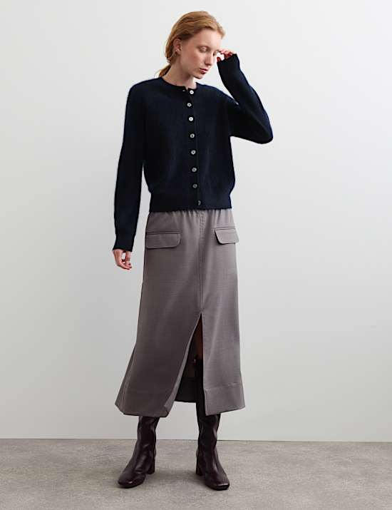 Pure Brushed Cashmere Button Front Cardigan