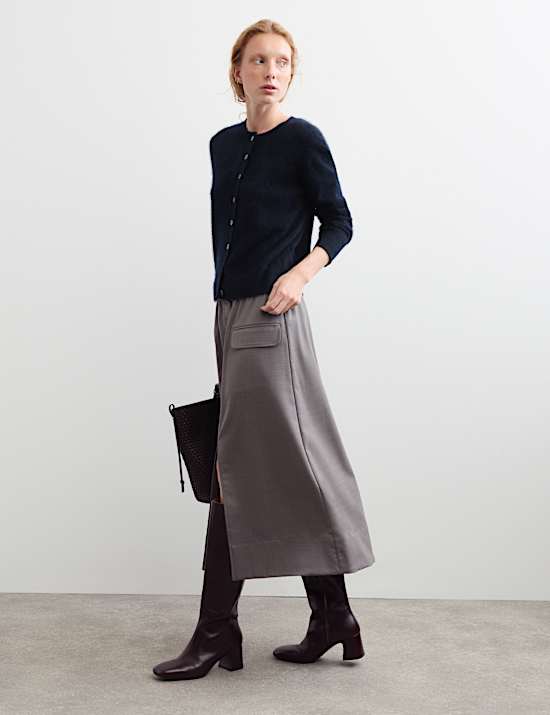 Pure Brushed Cashmere Button Front Cardigan