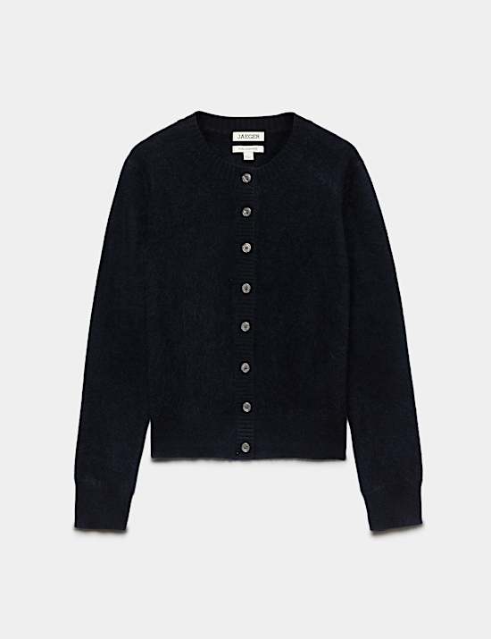 Pure Brushed Cashmere Button Front Cardigan