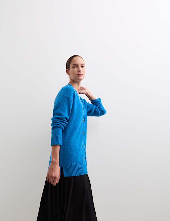 Mohair Blend V-Neck Relaxed Cardigan