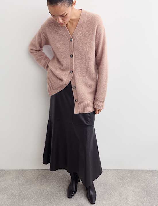 Mohair Blend V-Neck Relaxed Cardigan